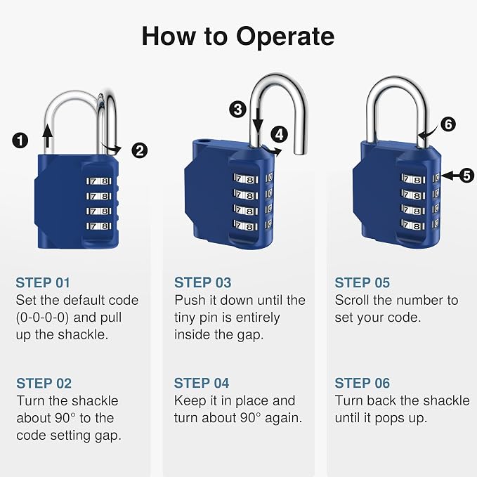 Puroma Combination Lock 4 Digit Gym Locker Padlock Waterproof, 1 Blue - Image 6
