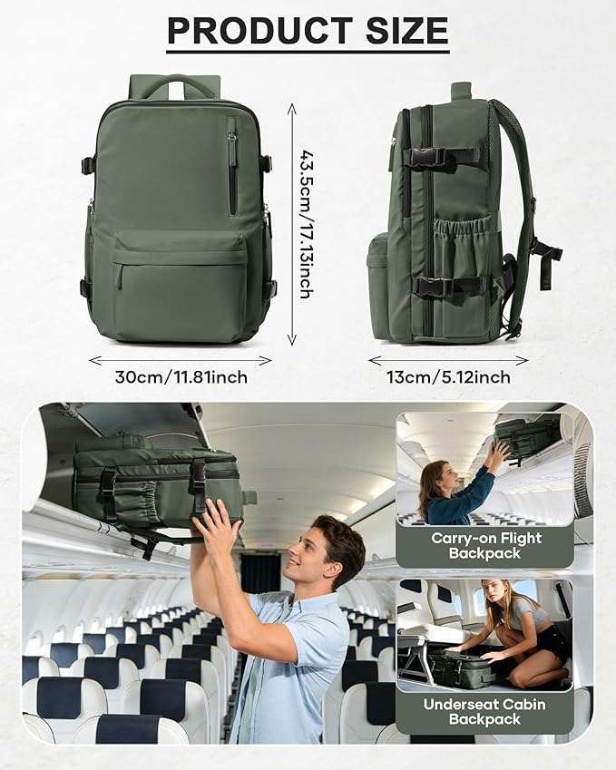 WONHOX Vacuum Seal Backpack for Travel with Air Pump Compression Daypack Personal Item Carry on Flight Approved Vacpack Laptop Space Saver Bags Storage with Vacuum System Travel Bag Women Men Green