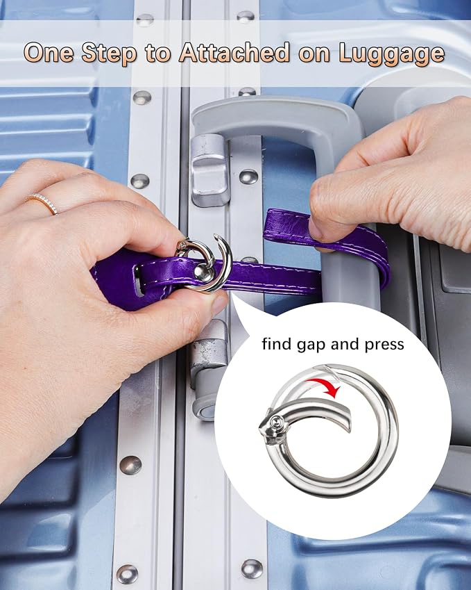 Teskyer Leather Luggage Tags for Suitcases, 3 Pack, Purple - Image 5