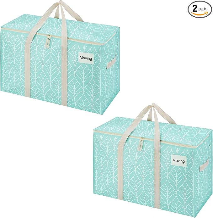 VENO 2 Pack Heavy Duty Moving Bags, Extra Large Storage Bags with Reinforced Handles & Strong Zippers, Foldable & Reusable Moving Box Alternative for Clothes & Dorm Storage