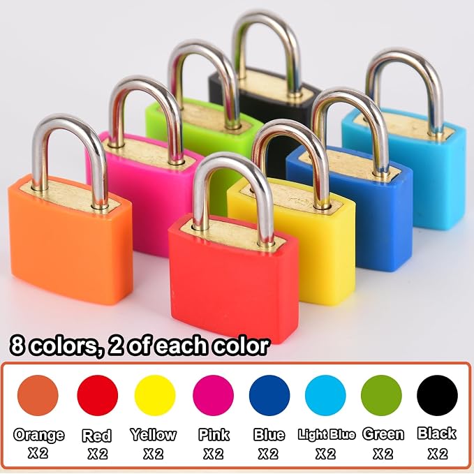 smilixin 16 PCS Suitcase Locks with Keys,Small Locks with Keys,8 Colors - Image 4