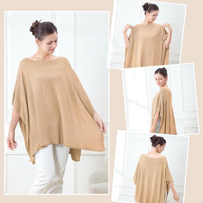 Nursing Cover for Breastfeeding – Soft & Breathable Lyocell Nursing Poncho for Mom, Lightweight Breastfeeding Cover, 360° Privacy Nursing Shawl for Travel & Pumping, Includes Laundry Bag