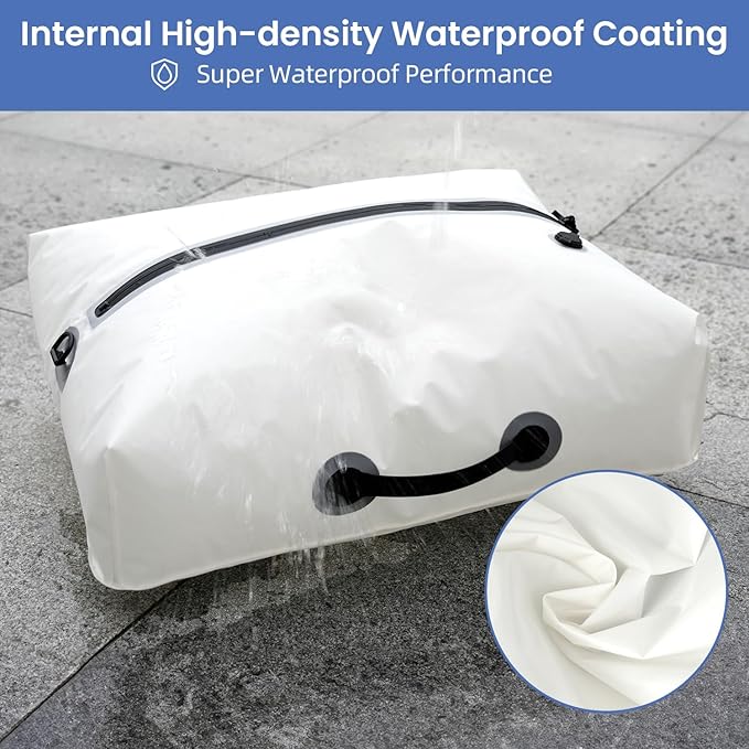 BAGAIL TPU Vacuum Bag for Travel, Reusable Compression Bag with IPX8 Waterproof Zipper, Save Space for Suitcase, Backpack and Carry on (Cream, Large, With Pump)