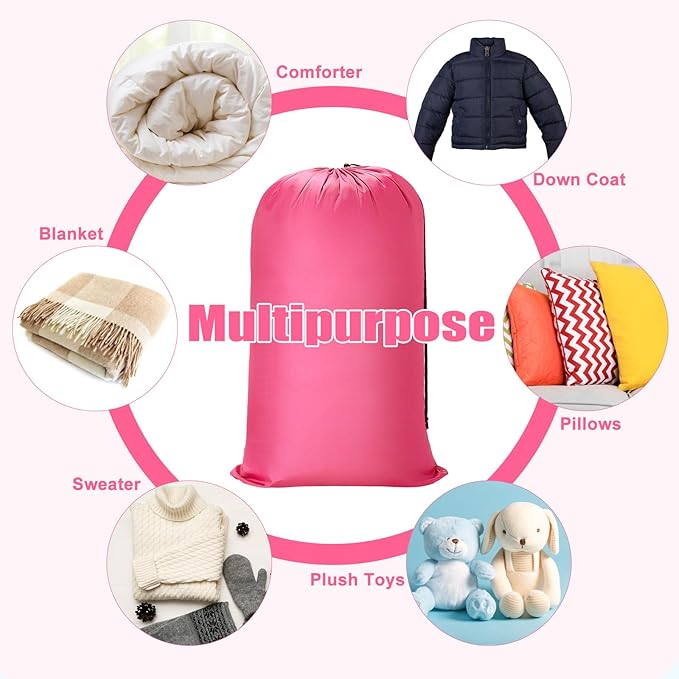 Nuogo 20 Pcs Laundry Bag Washable Travel Laundry Bags with Drawstring Lock Closure Large Heavy Duty for Camping Tent Blankets Dirty Clothes Yarn Fabric Storage, 38 x 24 Inches(Pink, Blue)