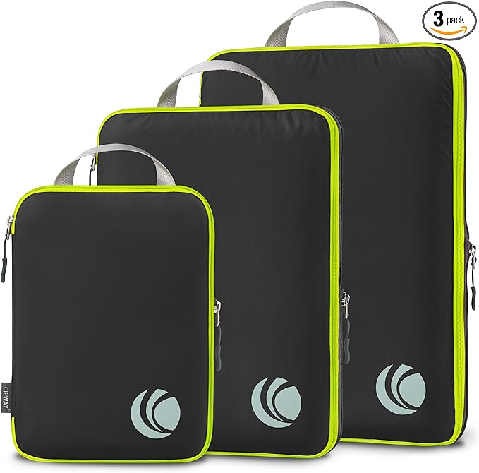 Cipway Compression Packing Cubes, Ultralight Luggage Organizer Bags, Travel Essentials for Carry on Suitcase (3 Piece,Black)