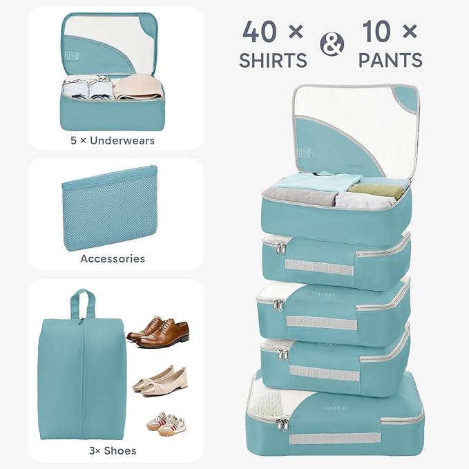 10 Set Packing Cubes for Travel, Gifts for Women Mom,Anti-Tearing Suitcase Organizer,OlarHike Vacation Essentials & Accessories for Cruise Ship