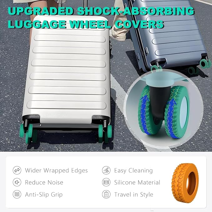 16Pcs Silicone Luggage Wheel Covers for 2-2.4"Spinner Wheels,Bright Orange - Image 3