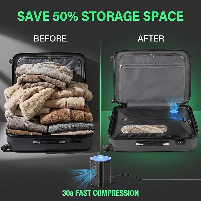 11-Pack Large Vacuum Compression Bags with Pump,2×41L TPU 180° Wide Opening Vacuum Seal Bags+9 PA&PE Bags (S/M/L) Space Saver for Family Travel, Bedding,Comforters & Home Storage