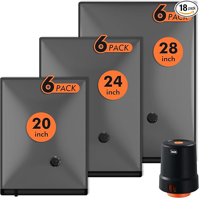 GONGSHI Vacuum Seal Bags for Clothing Travel & Home Storage, Travel Vacuum Bags with Pump,Space Saver for Blankets, Comforters, Pillows, Clothes,18 Combo