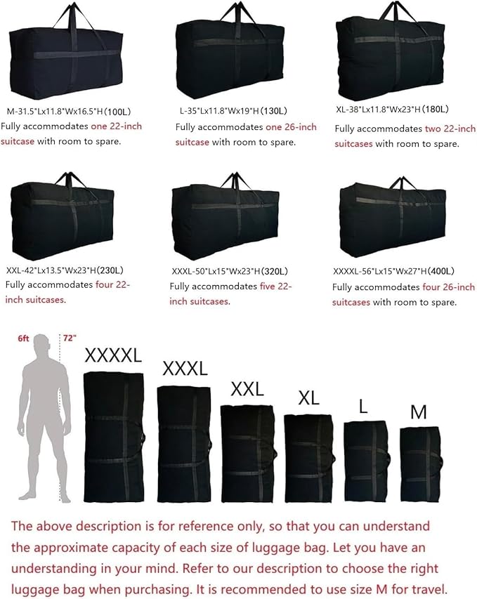 YiKitHom Extra Large Storage Canvas Duffle Bag with Zippers and Handles, Big Foldable Duffle Bag for Travel