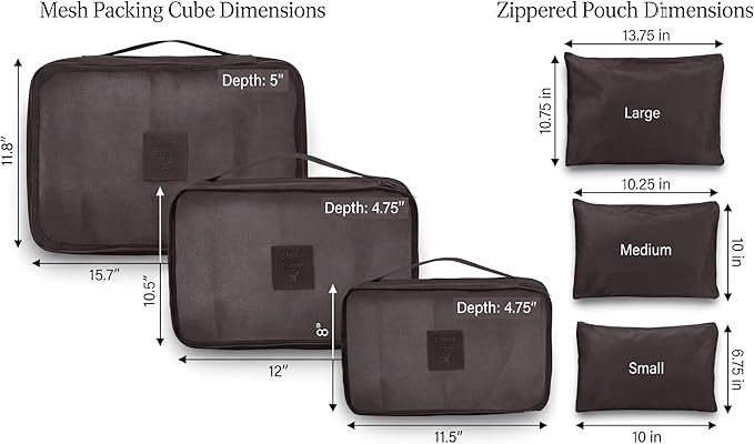 G-FORCE 6-Piece Packing Cube Set | Travel Organizers for Luggage | Suitcase Packing Organizers | Travel Accessories for Carry-On | 100% Polyester