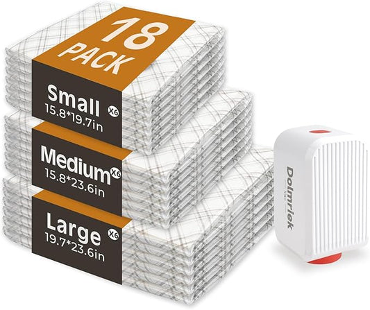 Travel Vacuum Storage Bags with USB Electric Pump, 18 Pack Compression Seal Bags for Luggage and Suitcase, Space Saver for Clothes and Clothing