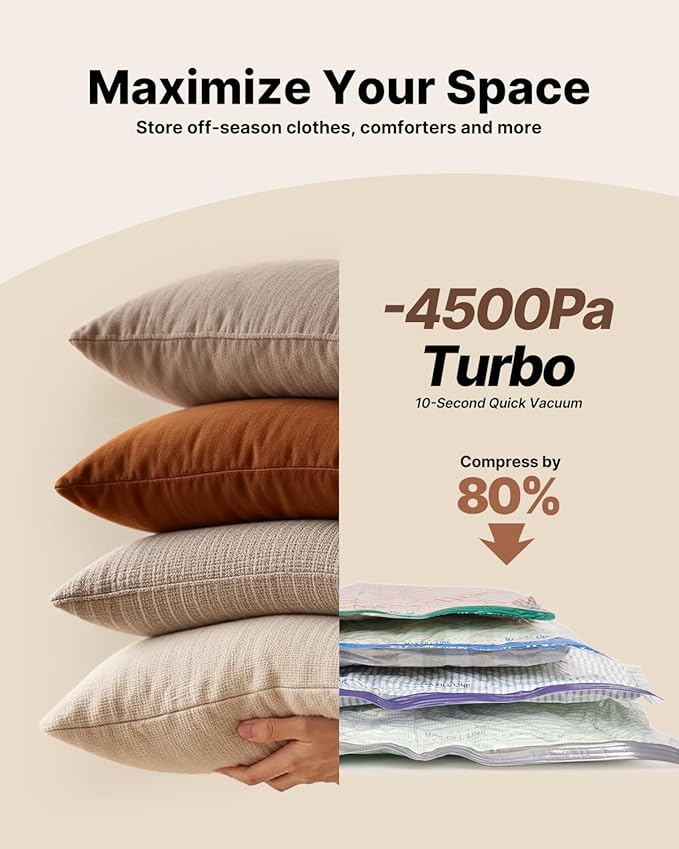 Vacuum Seal Bags for Clothing Travel with Rechargeable Cordless Pump, VINTAR 16 Pack Space Saver Vacuum Storage Bags for Clothes, Travel Compression Bags Set (4XL/4L/4M/4S) for Luggage and Suitcase