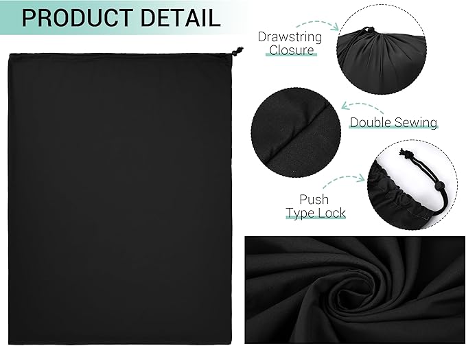 ZPECC Laundry Bag Travel 6 Pack 30x40, Durable Laundry Bags Extra Large, Heavy Duty Dirty Clothes Organizer XL with Drawstring, for Dorm, Home and Camping (Black)
