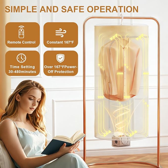 3-in-1 Multifunctional Portable Dryer for laundry Clothes Dryer, Boot Dryer, With Time Setting、Remote Control, Laundry, Apartments, RV, Travel, Low noise、Energy Saving