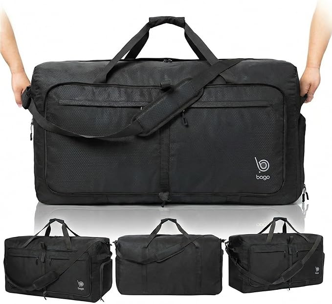 Bago Extra Large Duffle Bag for Travel Women & Men. Durable, Lightweight, Foldable Travel Duffel Bags For Traveling Women. 140L Duffle Bags Use As a Weekender Bag with Shoe Compartment, Checked Duffel