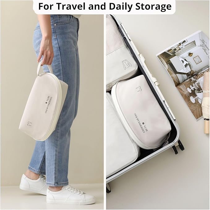 Tianzong Women's Travel Underwear Organizer Bag, Large Capacity Packing Cube for Bras, Panties and Socks (XL Beige)