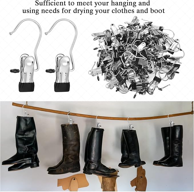 Yinder Boot Hangers Clips Laundry Hooks Hanging Stainless Steel Clothes Pins Portable Clip Hangers for Closet Travel Socks Pants Handbags Hats Towels(Black,350 Pcs)