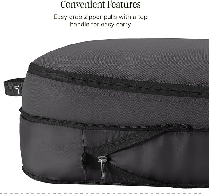 Eagle Creek Pack-It Reveal Expansion Cube - Adjustable Storage Expansion Cube for Travel - Durable Compression Zipper - Water-Resistant - Sustainable - Large - Black