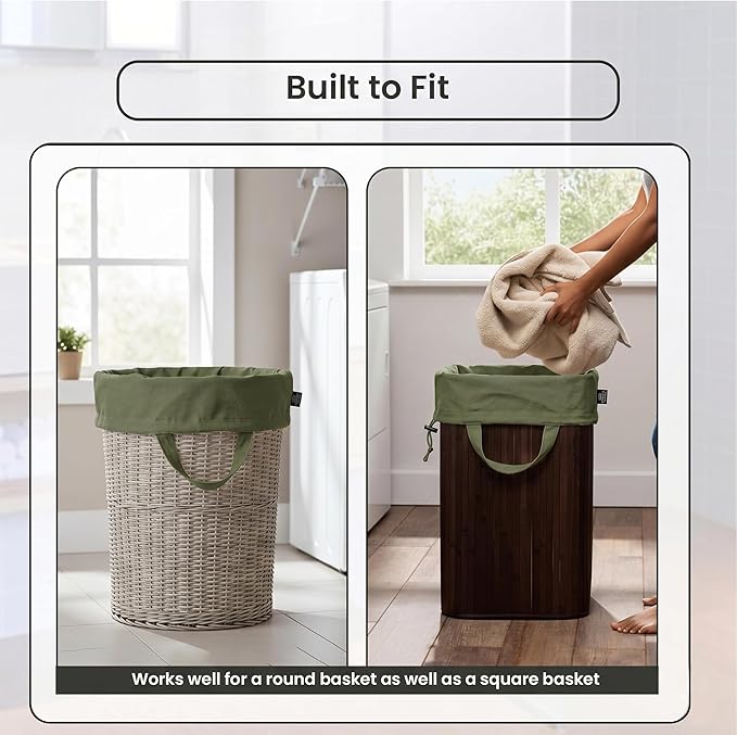 LFH Home Large Premium 1pack Cotton Canvas Laundry Bag with Drawstring and Handles Heavy Duty, Multi-Use, and Washable for Home, Travel, College or Storage 28x36-Militray Green