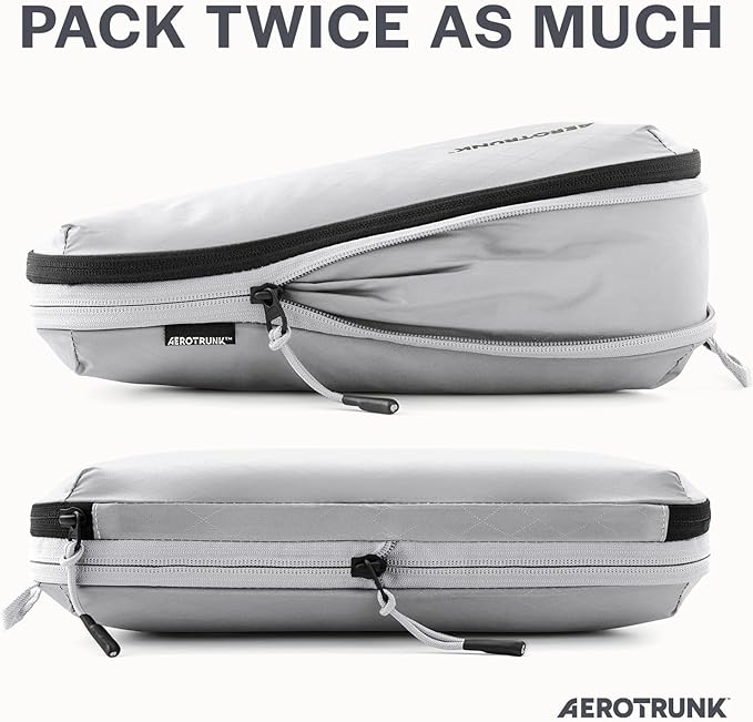 Aerotrunk Ultralight Compression Packing Cubes - Lightweight Travel Organizers for Suitcases and Luggage (6-Pack, Light Grey)