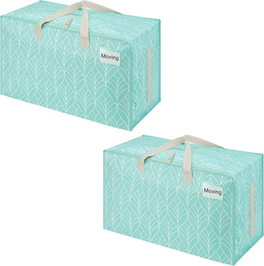 VENO 2 Pack Extra Large Heavy Duty Moving Bags with Wide Opening & Reinforced Handles, Reusable Storage Tote Bags with Strong Zippers for Clothes, College Dorm Essentials & Moving Supplies