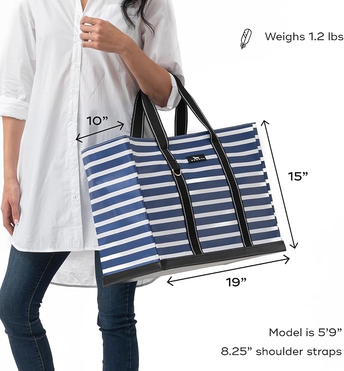 SCOUT Original Deano Tote - Durable Lightweight Open Top Beach, Pool & Lake Bag, Inside Zip Pocket, Folds Flat