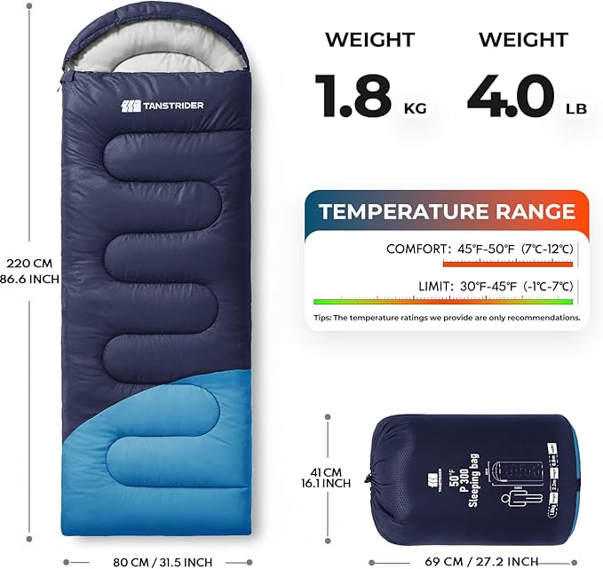 Sleeping Bag for Adults Warm Weather, Compact Lightweight Backpacking Sleeping Bag with Compression Sack, Camping Essentials Gear for Hiking Travel Climbing Outdoor & Indoor Use