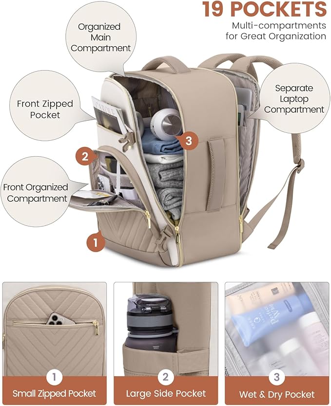 LOVEVOOK Travel Backpack for Women,40L Carry On Backpack for Airplanes,17.3 Inch Laptop Personal Item Travel Bag