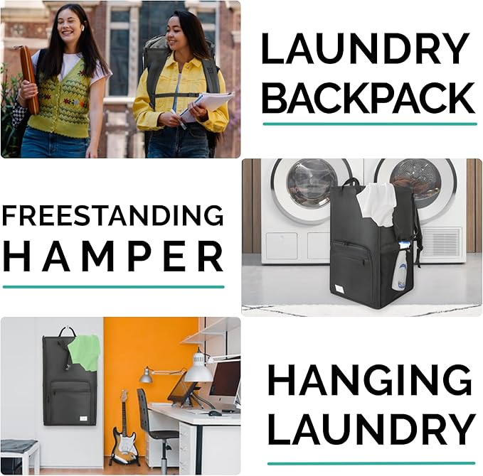 Terra Home Portable Extra Large Laundry Bag, College Dorms Apartment Essentials with Chest Strap, Shirt Folding Board Collapsible Foldable Laundry Bag, Clothes Hamper College Student Gifts (Grey)