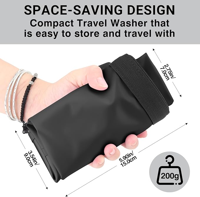 Travel Washing Machine & Retractable Clothesline - Hand Washing Machine & Portable Clothes Washer - Durable Travel Laundry Wash Bag & Camping Washing Machine - Portable Manual Clothes Washer