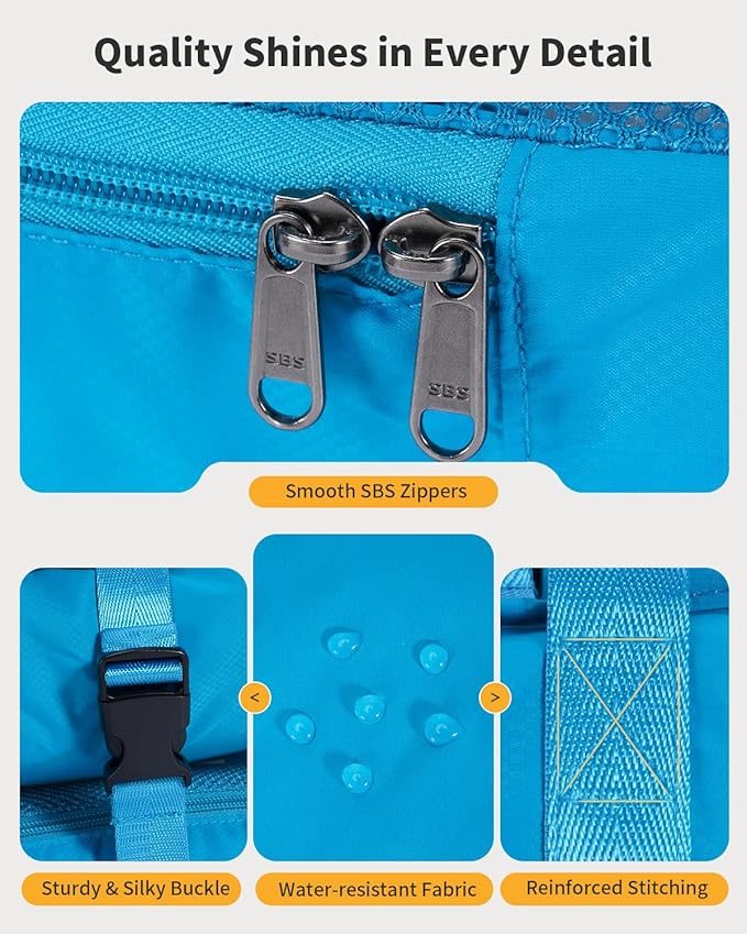 ECOHUB 8-in-1 Hanging Packing Cubes, Foldable Travel Storage Bag, Travel Organizer Expandable Packing Cube for Suitcase or Luggage (Pacific Teal)