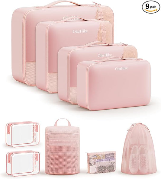9 Set Packing Cubes for Travel, Gifts for Women Mom,Anti-Tearing Suitcase Organizer,OlarHike Vacation Essentials & Accessories for Cruise Ship