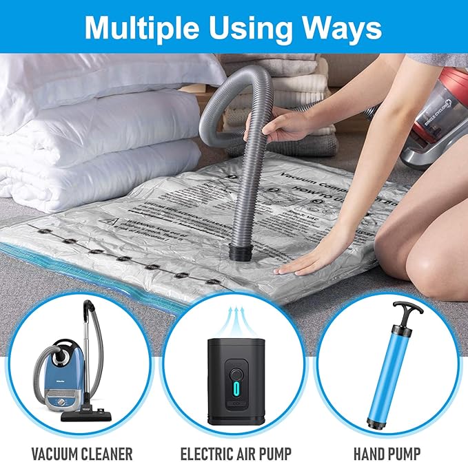 BoxLegend 10 Jumbo Vacuum Storage Bags with 1500mAh USB Electric Pump 31.5’’x39.37'' Thickened Vacuum Seal Bags for Large Down Jackets Comforters Bedding & Pillows Clothing Space-Saving Home Storage