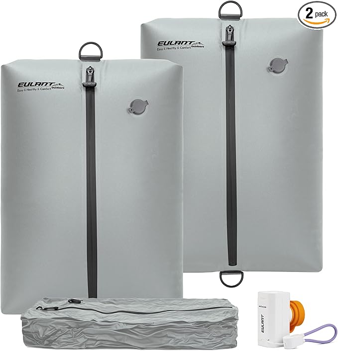 Reusable Vacuum Bags for Travel With Pump,Professional Waterproof IPX8 Zipper Vacuum Compression Bag for Suitcases Backpack,Space Saver Bags Packing Organizers forClothingPacking(2 Pack,Neutral Gray)