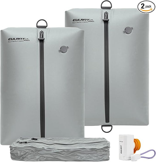 Reusable Vacuum Bags for Travel With Pump,Professional Waterproof IPX8 Zipper Vacuum Compression Bag for Suitcases Backpack,Space Saver Bags Packing Organizers forClothingPacking(2 Pack,Neutral Gray)