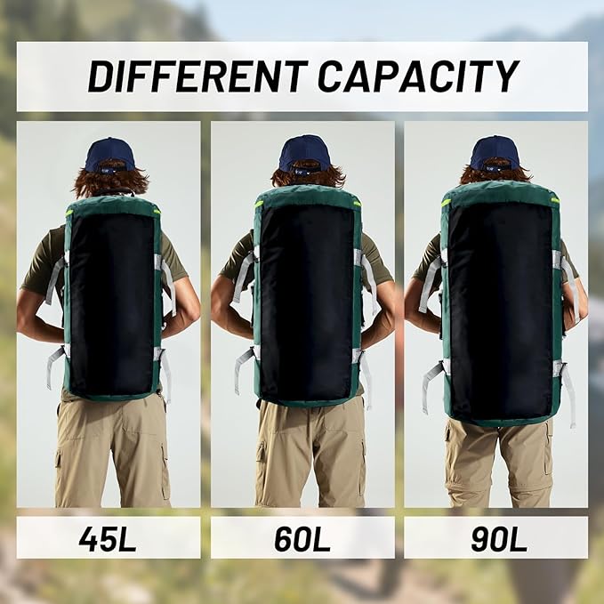 MIER Large Duffel Backpack Sports Gym Bag with Shoe Compartment, Heavy Duty and Water Resistant, Green, 90L