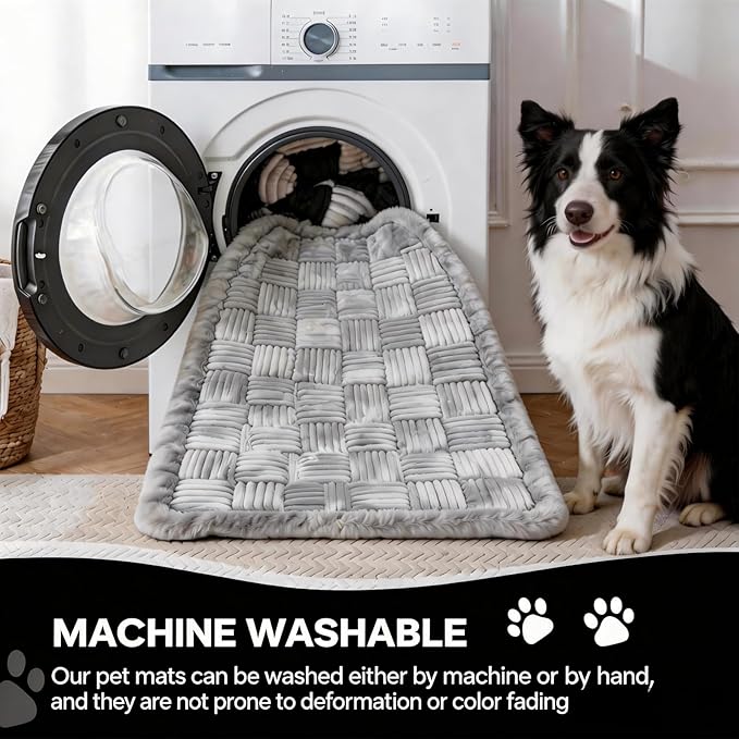 59"x27.6" Thickened Backseat Dog Bed Mat, Upgraded Non-Slip Pet Car Seat Blanket with Laundry Bag, High-Resilience PP Cotton, Washable, for Backseat Extenders & Seat Covers, Grey