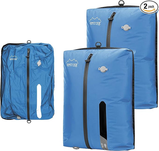 ONTYZZ Vacuum Bags for Travel, IPX8 Waterproof Vacuum Bags, Space Saver for Luggage/Camping/Home Storage (2 Pack No Pump-Blue)
