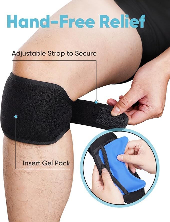 Instant Ice Packs for Injuries Reusable, 4+ Hours Long Lasting Cold Pack with 2 Hands-Free Wrap, All-in-1 Cold Compress Kit (4 Gel Packs, Ice Block, Cooler Bag) | Pain Relief for Sports, Ankle, Knee
