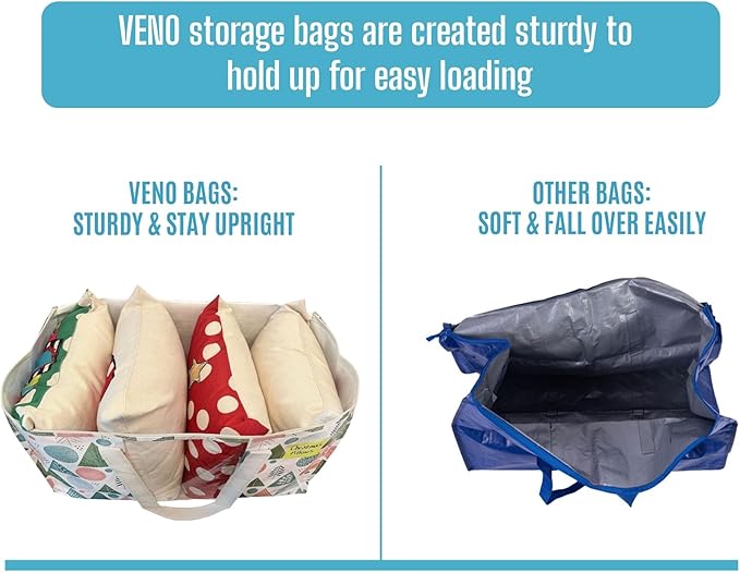 VENO 4 Pack Moving Bags, Large Christmas Storage Bins with lids, Packing Supplies for College, Alternative to Moving Boxes, Foldable, Heavy-Duty Tote, Christmas Pattern (Pastel Forest, 4 Pack)