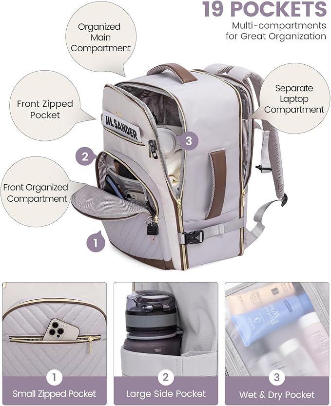 LOVEVOOK Travel Backpack for Women,50L Carry On Backpack for Airplanes,18 Inch Laptop Personal Item Travel Bag,TSA Approved Carry On Luggage,Waterproof Weekender Business Hiking Bag