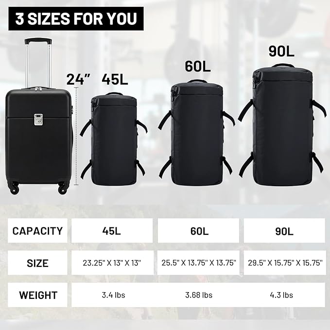 MIER Large Duffel Backpack Sports Gym Bag with Shoe Compartment, Heavy Duty and Water Resistant, Black, 60L