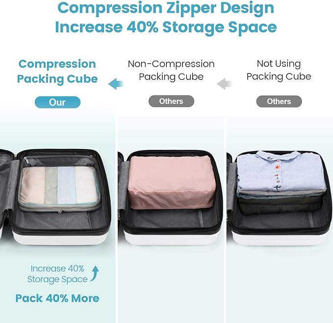 Cambond Compression Packing Cubes for Travel - Lightweight Expandable Travel Bags Luggage Organizers Travel Essentials Compression Cubes for Travel Space Saver for Carry on Suitcases Organizer