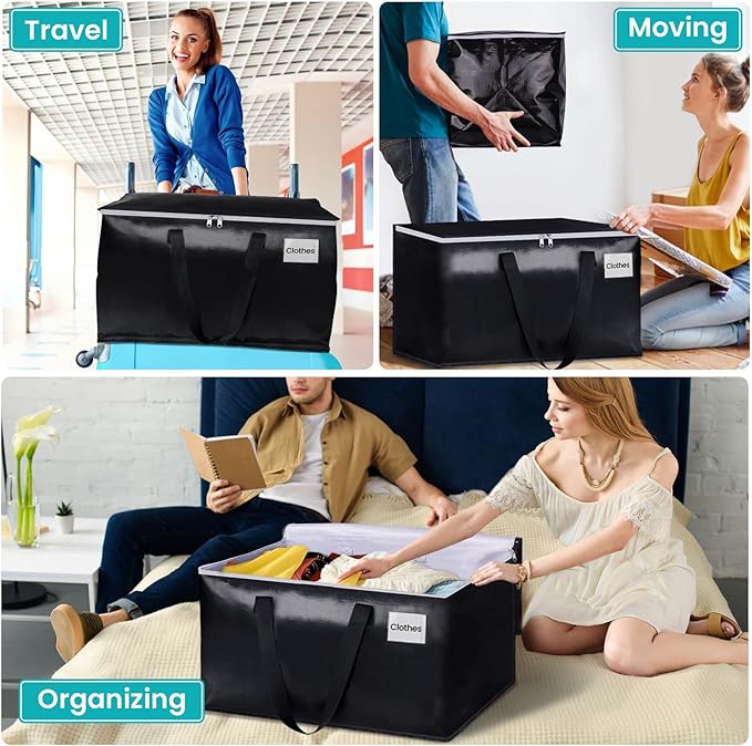 Extra Large Moving Boxes-Moving Bags with Zipper, Carrying Handles and Tag Pocket-Moving Supplies for Space Saving-Totes for Storage-for moving, Storage, Camping and Travel 93L-2 Pack