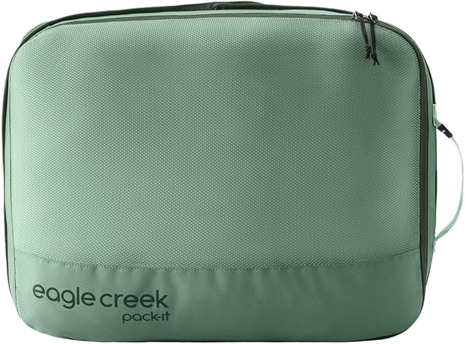 Eagle Creek Pack-It Reveal Expansion Cube - Adjustable Storage Expansion Cube for Travel - Durable Compression Zipper - Water-Resistant - Sustainable - Large - Willow Green