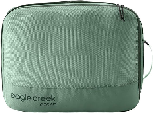 Eagle Creek Pack-It Reveal Expansion Cube - Adjustable Storage Expansion Cube for Travel - Durable Compression Zipper - Water-Resistant - Sustainable - Large - Willow Green