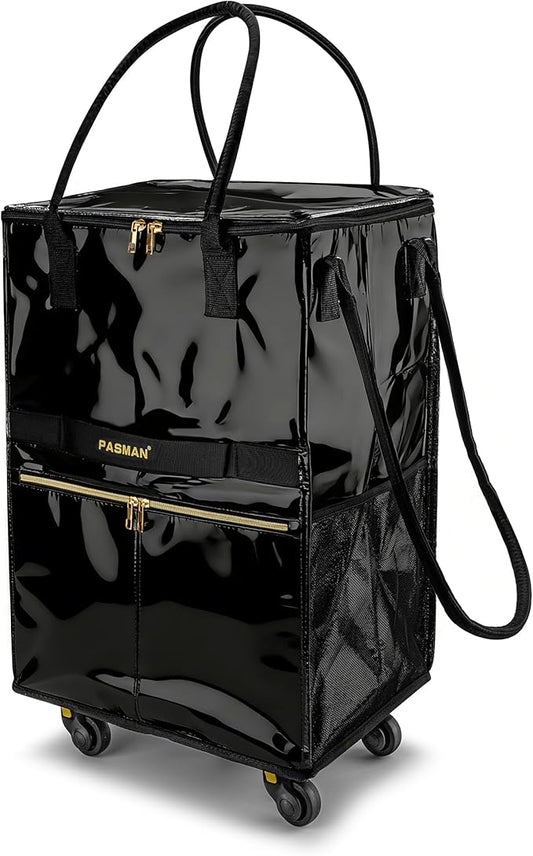 Reusable Grocery Bag on 5 Wheels, Foldable Rolling Tote Bag with Handle and Zipper Cover, Heavy Duty Shopping Cart for Laundry, Market & Travel (Black2, Large_120L)