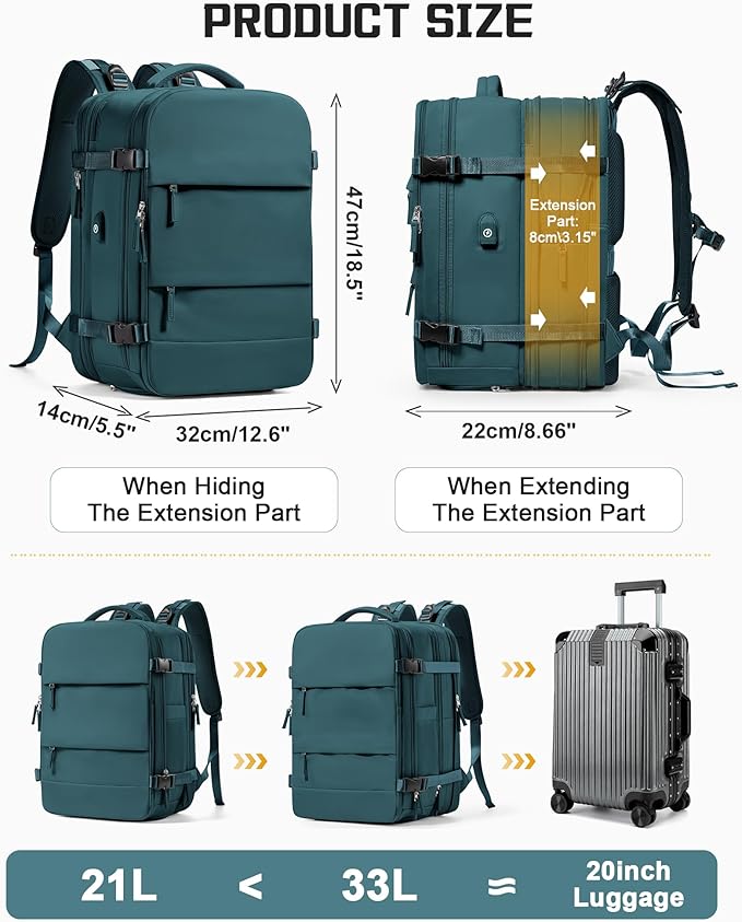 wepadre Vacuum Travel Backpack with Pump Travel Backpack with Vacuum System Expandable Vacpack Compression Backpacks for Travel Easy Vac Pack Carry on Luggage