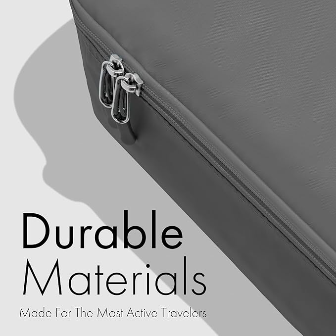 (Not Made In China) Packing Cubes For Travel, Luggage and Suitcase Organizer Bags, Carry On and Backpack Space Savers, Lightweight Waterproof Nylon, 8pc Set, Pewter